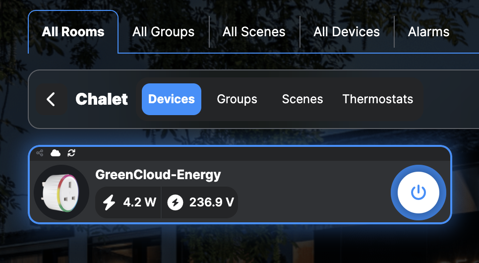 Screenshot of Shelly power plug showing laptop power consumption